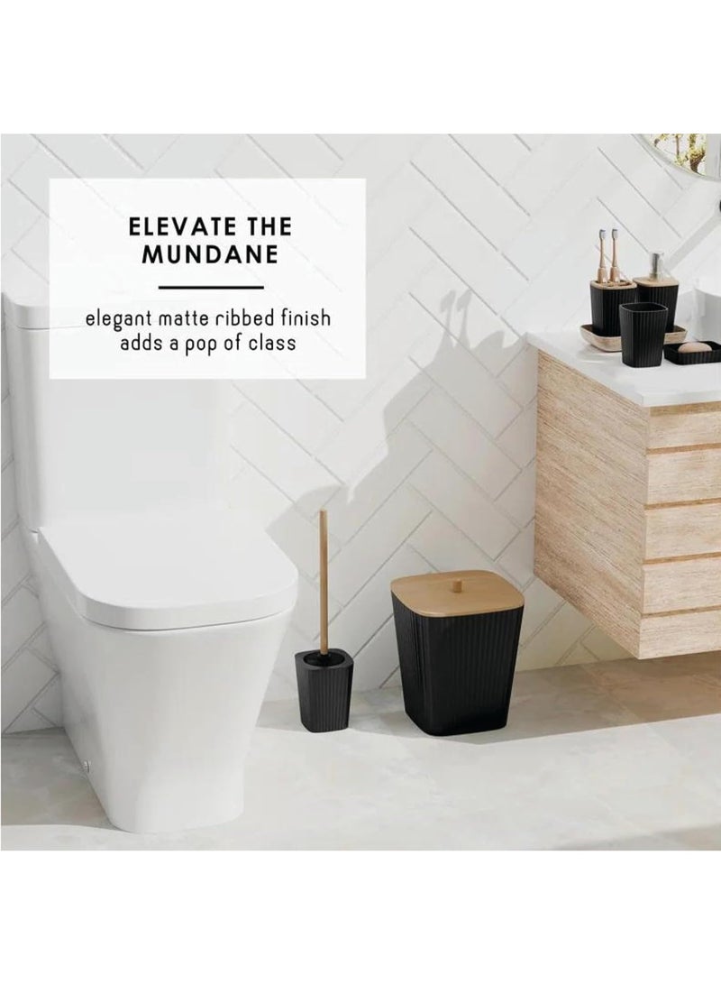 DUNISO 6 Pcs Bathroom Accessories Set,Household Toiletries Set,Sturdy and Durable,with Garbage can, Soap Dish, Toilet Brush, Mouthwash Cup, Lotion Bottle, Toothbrush Holder,Suitable for Family and Travel Use - Image 5